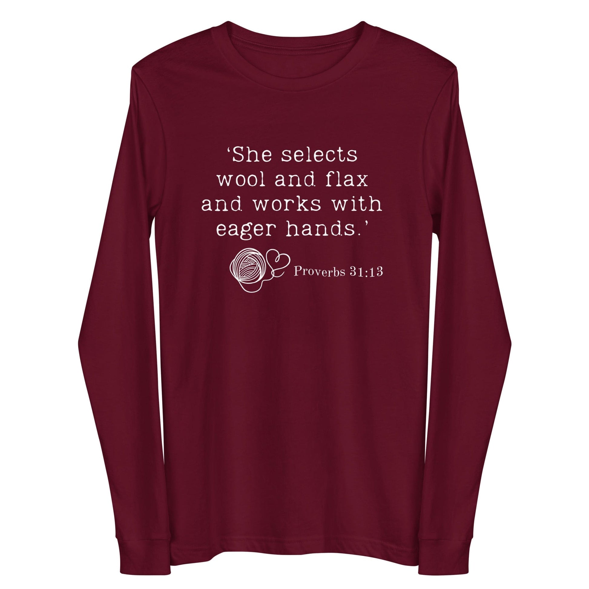 Christian Proverb Long Sleeve Tee Maroon / S