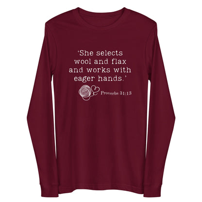 Christian Proverb Long Sleeve Tee Maroon / S