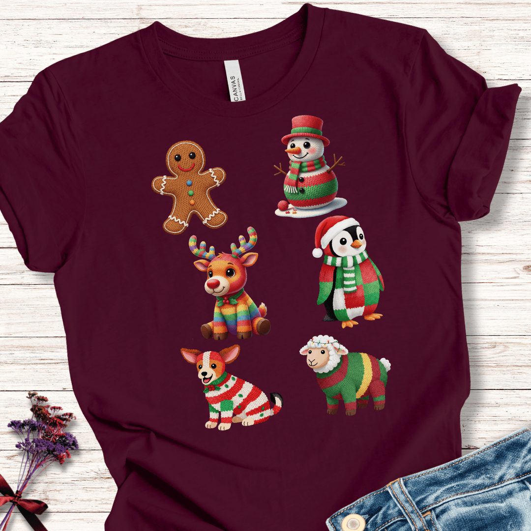 Christmas Knit T-Shirt Maroon / S