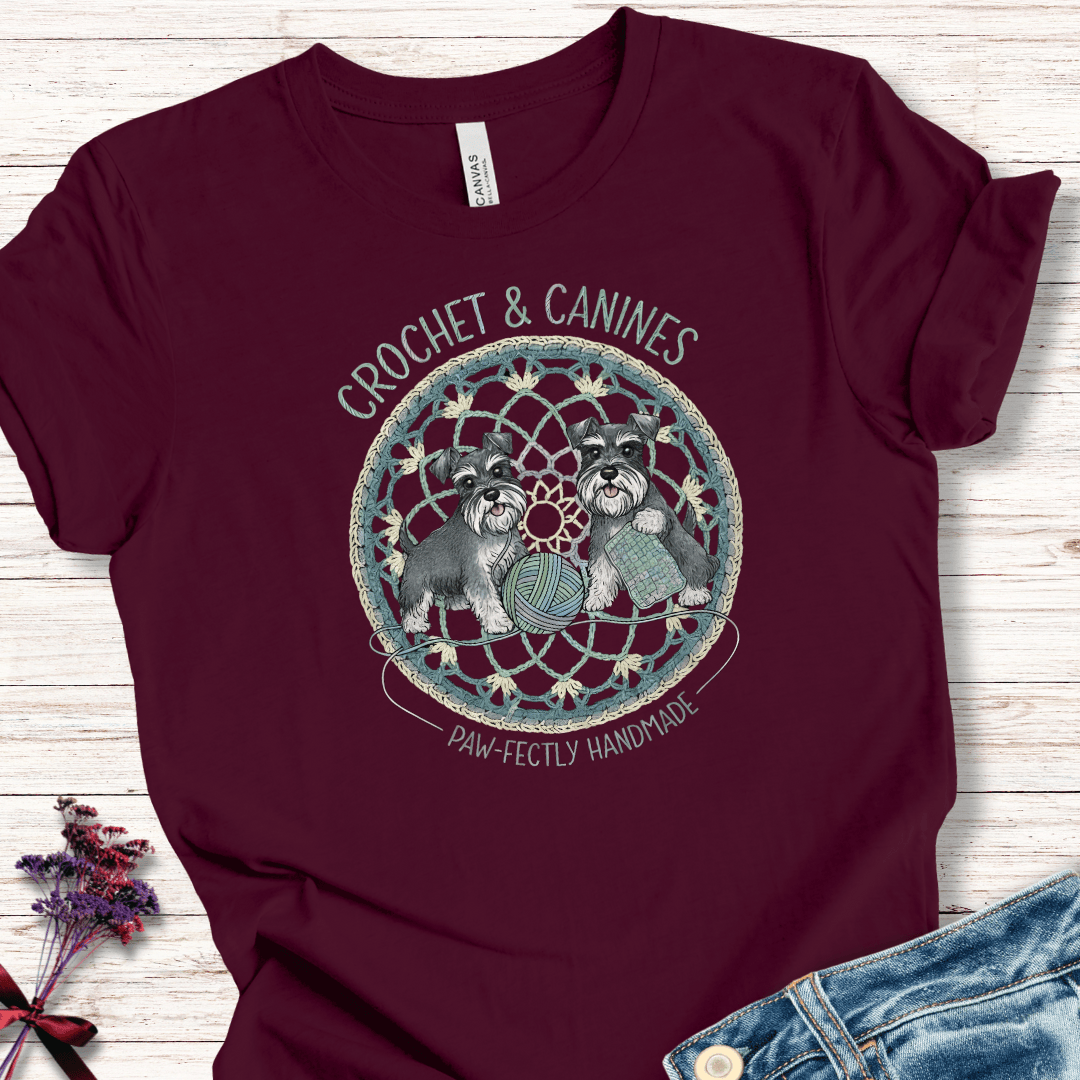Crochet & Canines T-Shirt Maroon / S