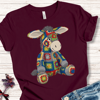 Crochet Donkey T-Shirt Maroon / S