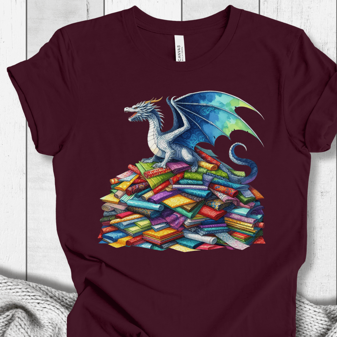 Fabric Hoarder Dragon T-Shirt Maroon / S