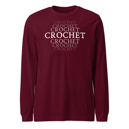 Fading Crochet Long Sleeve Tee Maroon / S