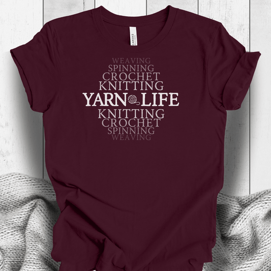 Fading Yarn Life T-Shirt Maroon / S