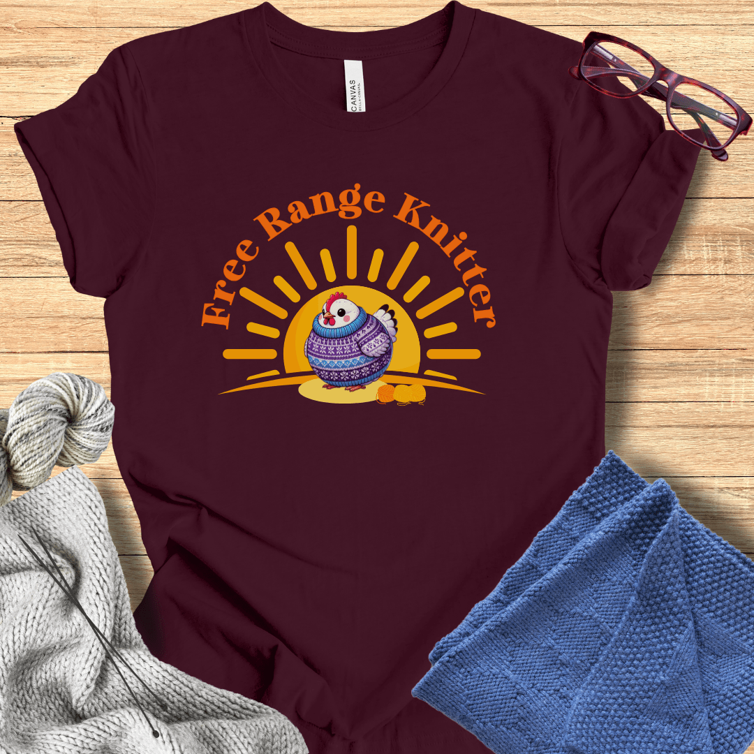 Free Range Knitter T-Shirt Maroon / S