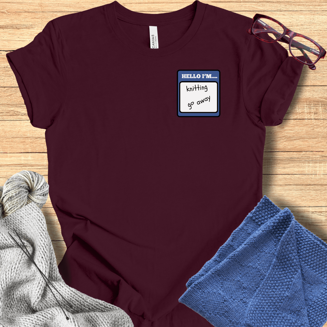 Hello Im... knitting T-Shirt Maroon / S