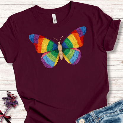 Knitted Butterfly T-Shirt Maroon / S