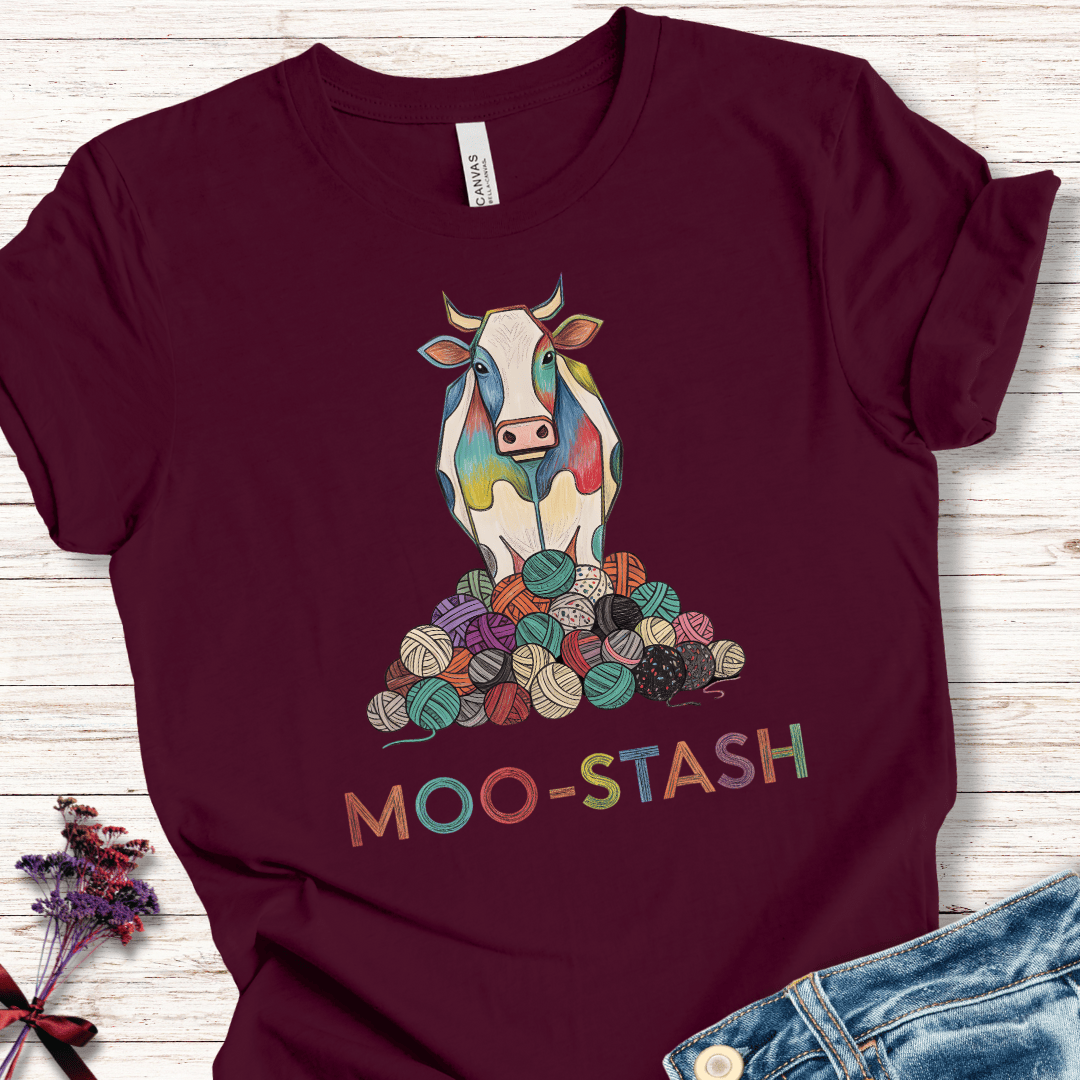 Moo Stash T-Shirt Maroon / S