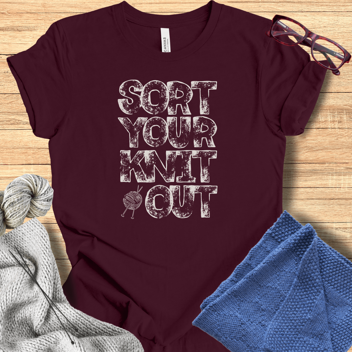 Sort Your Knit Out T-Shirt Maroon / S