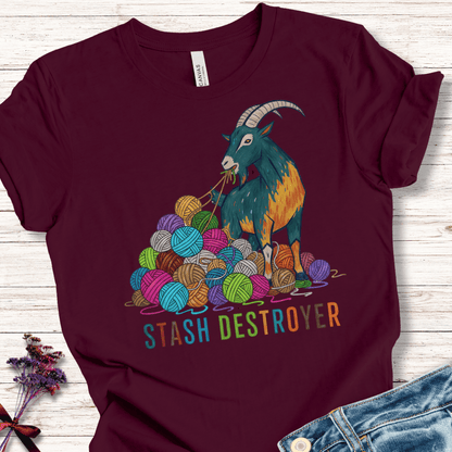 Stash Destroyer T-Shirt Maroon / S