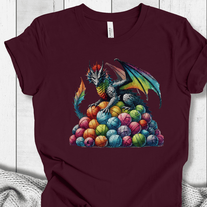 Yarn Dragon (no slogan) T-Shirt Maroon / S