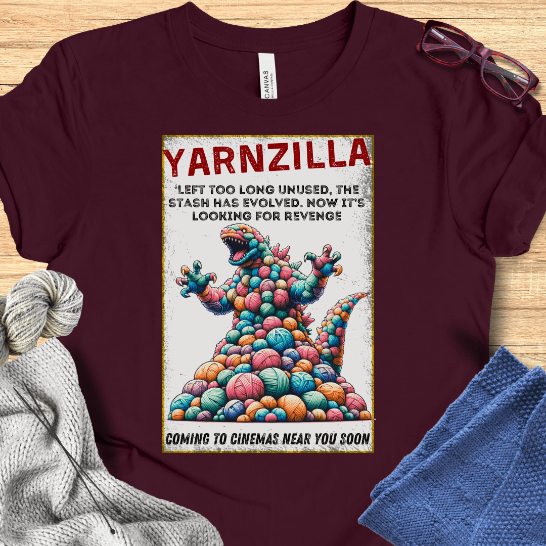 Yarnzilla T-Shirt – Funny Yarn Hoarder Graphic Tee for Knitters