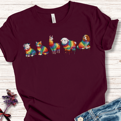 Animal Dye Splash Lineup T-Shirt Maroon / XS