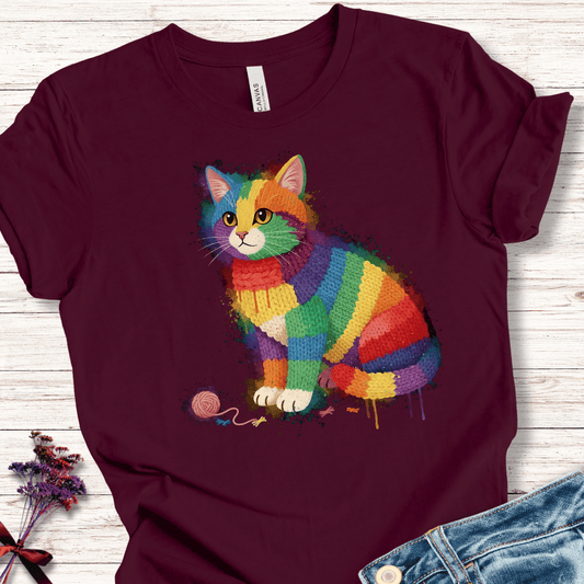 Cat Dye Splash T-Shirt Maroon / XS