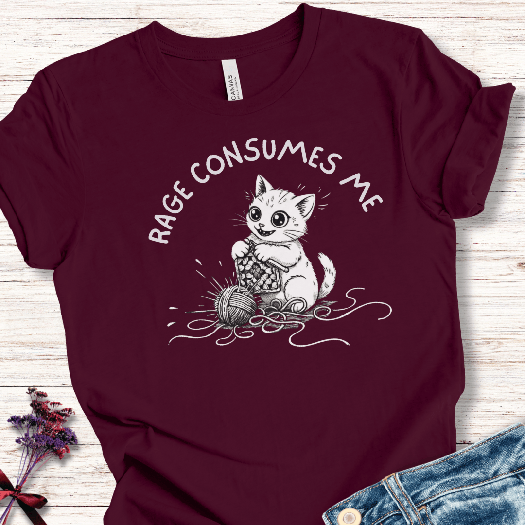 Crochet Rage Consumes Me T-Shirt Maroon / XS