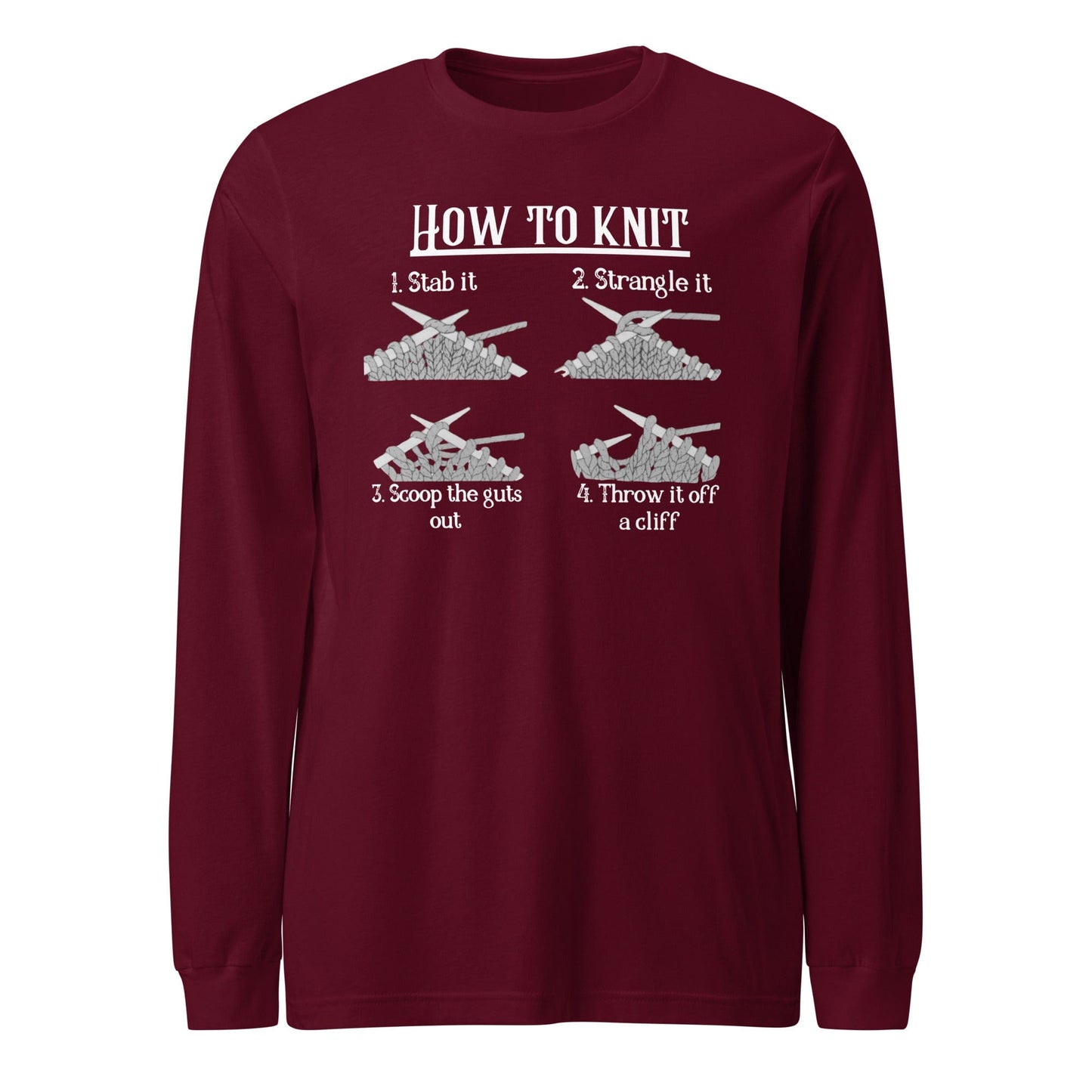 How to Knit Long Sleeve Tee Maroon / XS