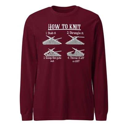 How to Knit Long Sleeve Tee Maroon / XS
