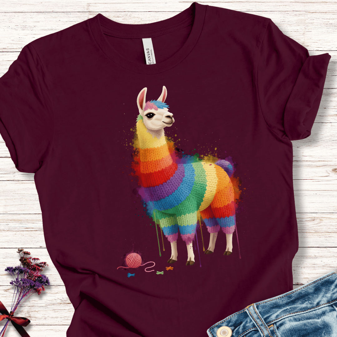 Llama Dye Splash T-Shirt Maroon / XS