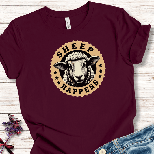 Sheep Happens T-Shirt Maroon / XS