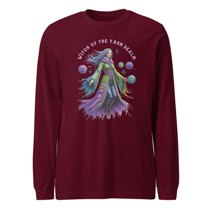Witch of the Yarn Realm Long Sleeve Tee Maroon / XS