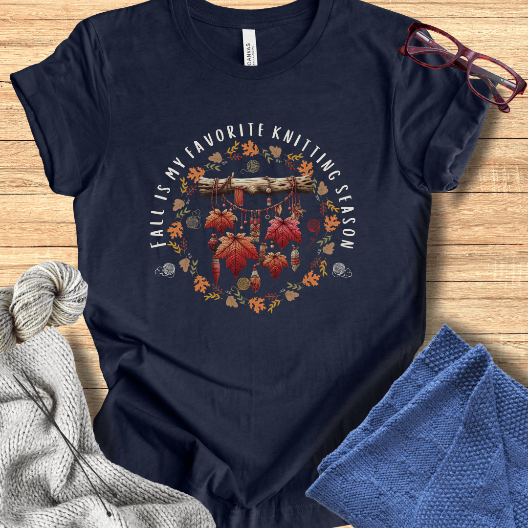 Fall is my Knitting Season T-Shirt Midnight Navy / S
