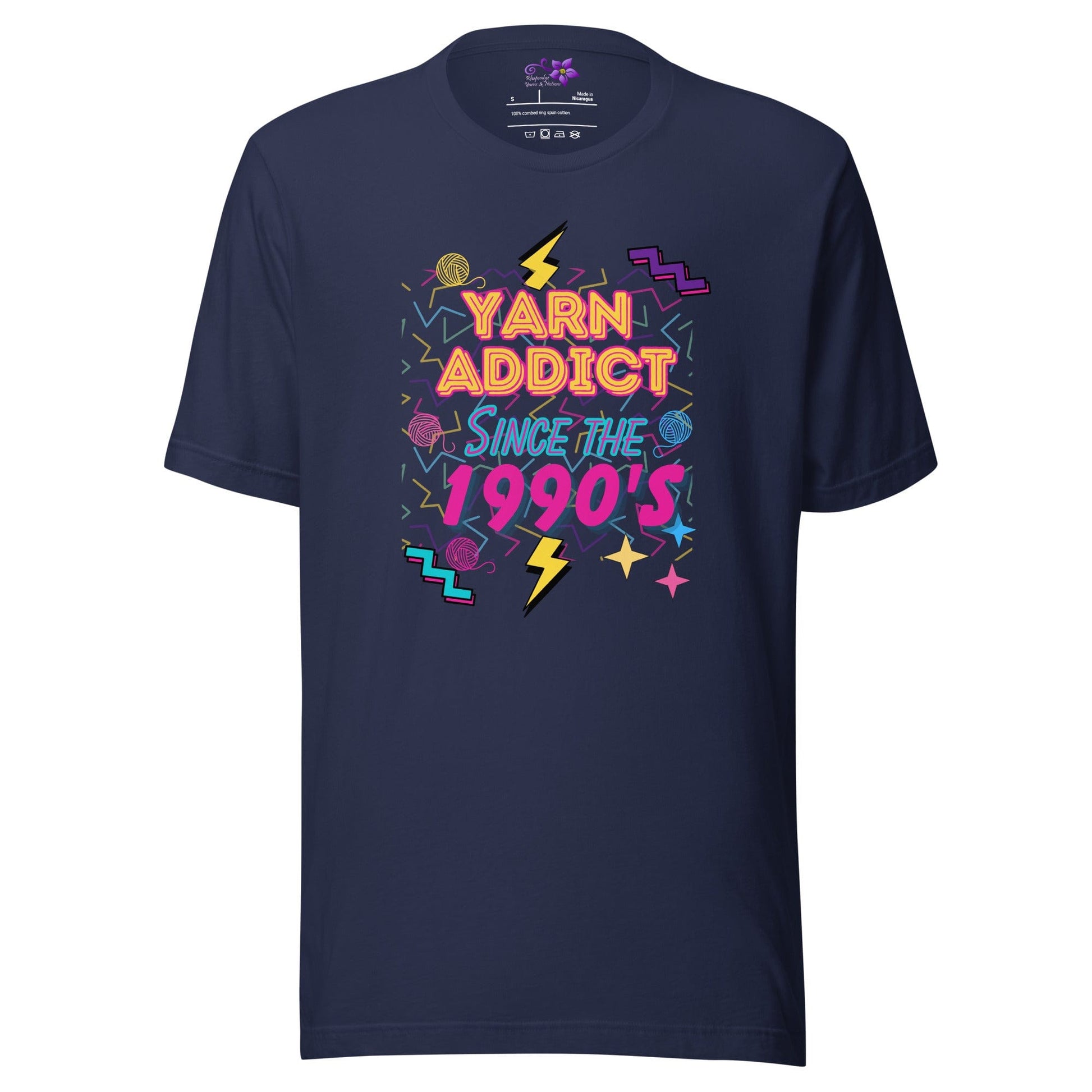 90s Yarn Addict Crew Neck T-Shirt Navy / S