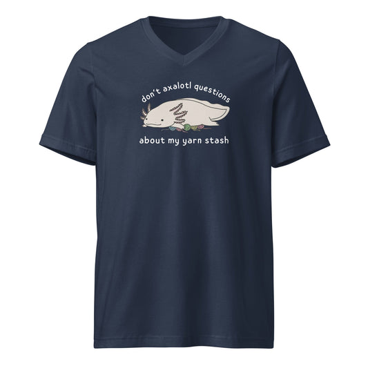 Axolotl Questions V-Neck T-Shirt Navy / S