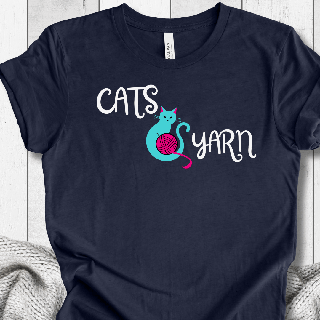 Cats & Yarn T-Shirt Navy / S