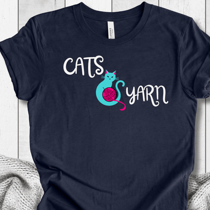 Cats & Yarn T-Shirt Navy / S