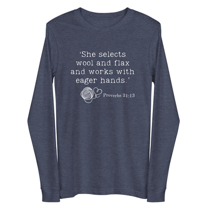 Christian Proverb Long Sleeve Tee Navy / S
