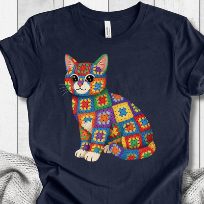 Crochet Cat T-Shirt Navy / S