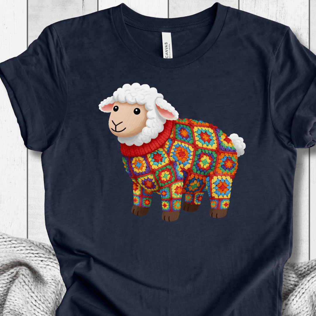 Crochet Sheep T-Shirt Navy / S