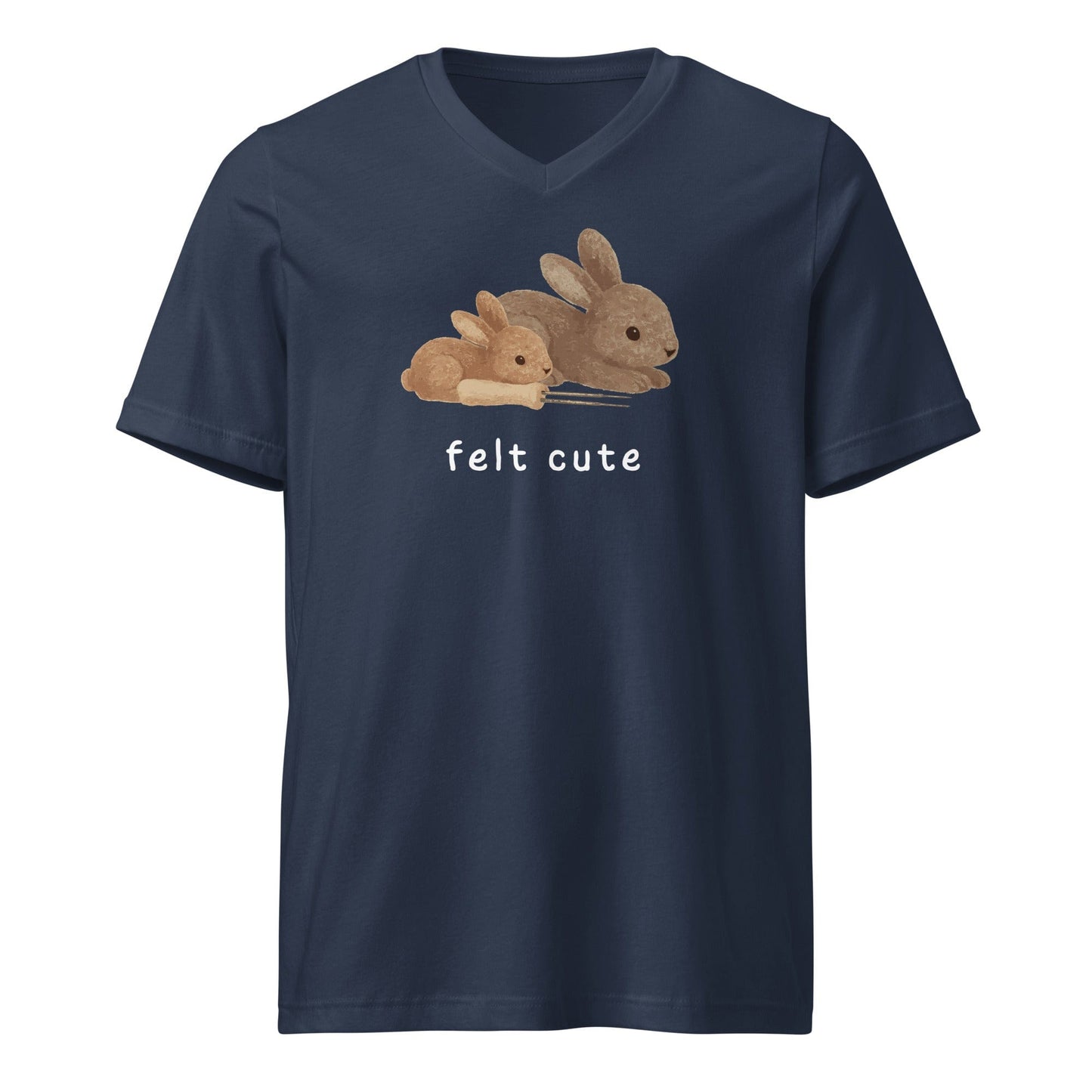 Felt Cute V-Neck T-Shirt Navy / S