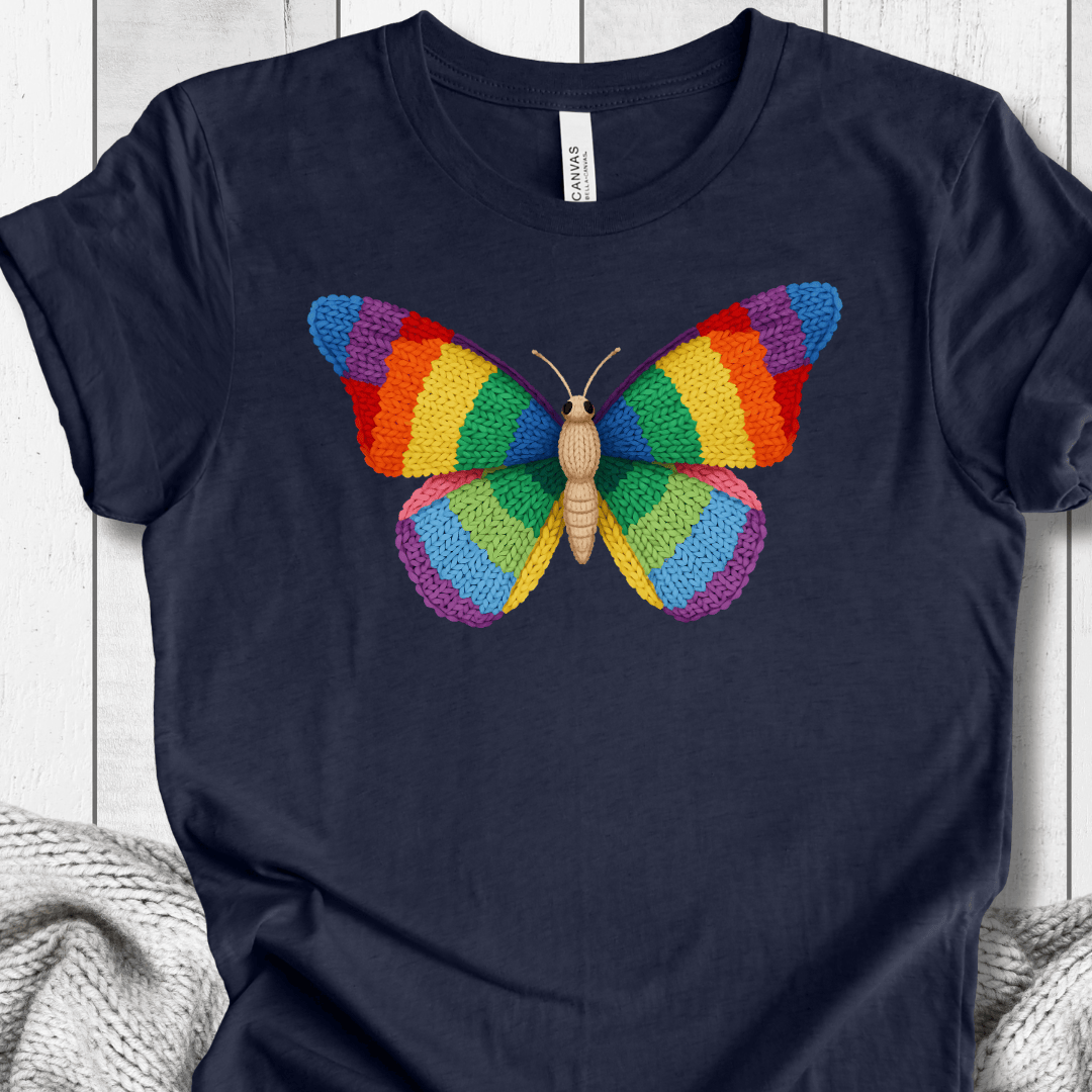 Knitted Butterfly T-Shirt Navy / S