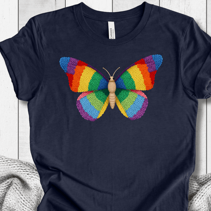 Knitted Butterfly T-Shirt Navy / S