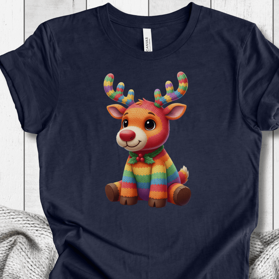 Knitted Rendeer T-Shirt Navy / S
