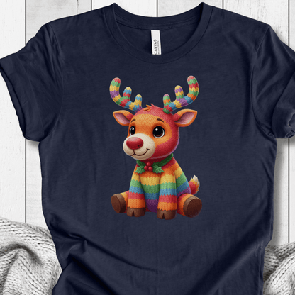 Knitted Rendeer T-Shirt Navy / S