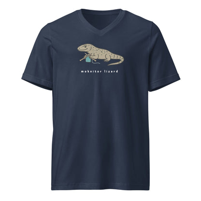 Moknitor Lizard V-Neck T-Shirt Navy / S