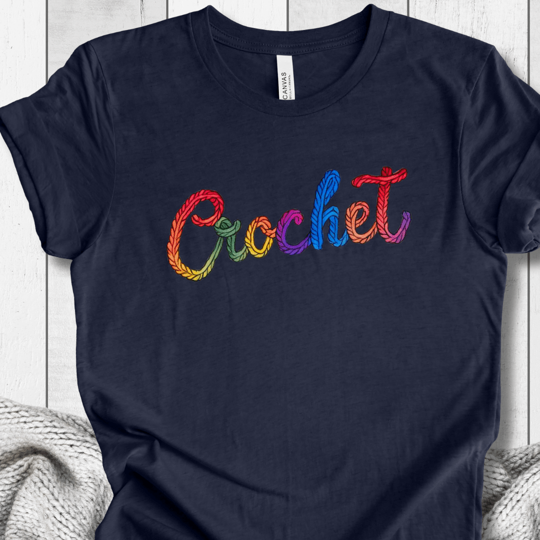 Rainbow Crochet T-Shirt Navy / S