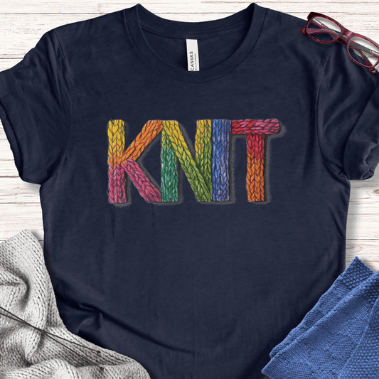 Rainbow Knit T-Shirt Navy / S