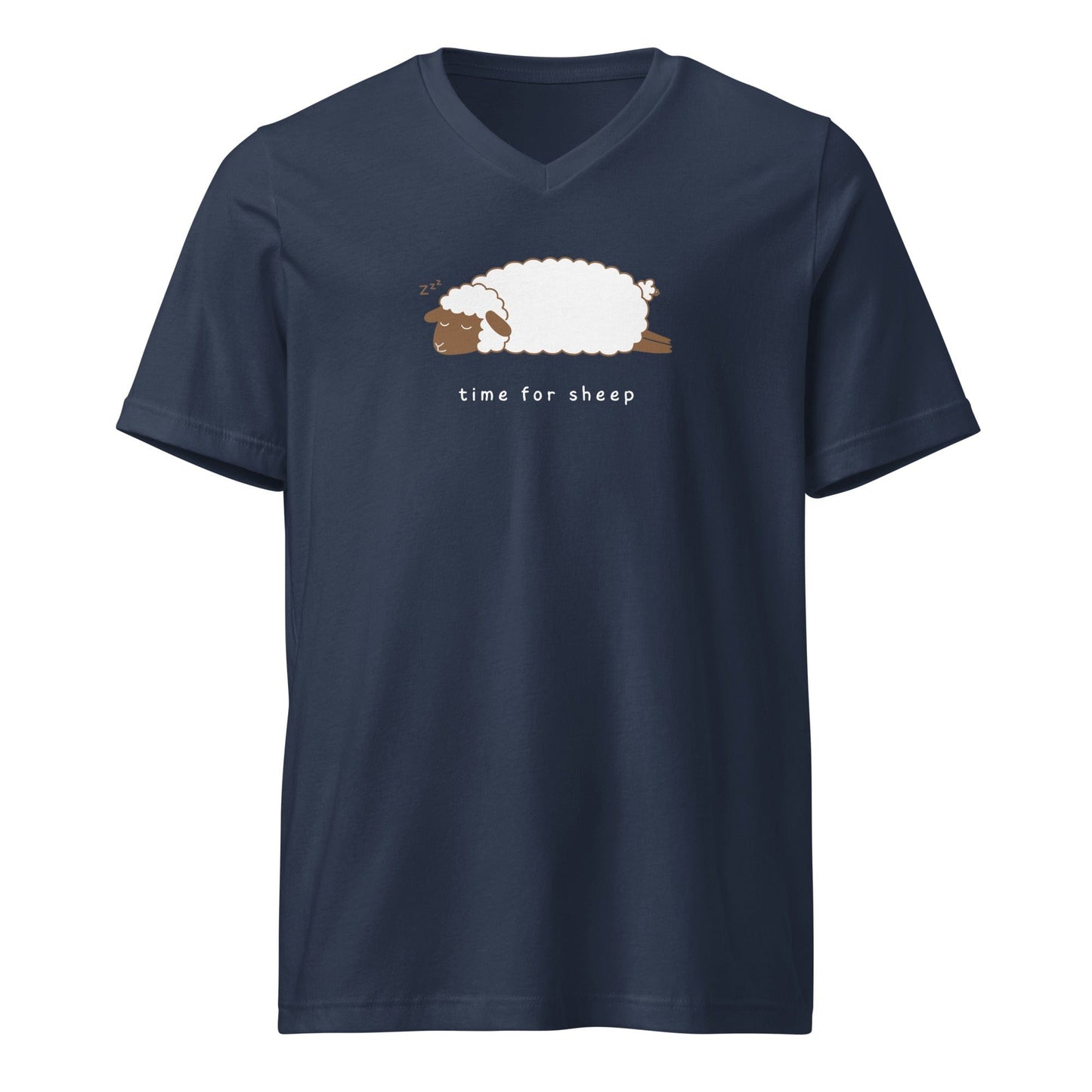 Time for Sheep V-Neck T-Shirt Navy / S