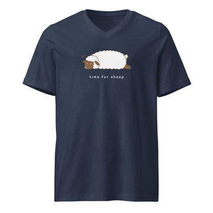 Time for Sheep V-Neck T-Shirt Navy / S