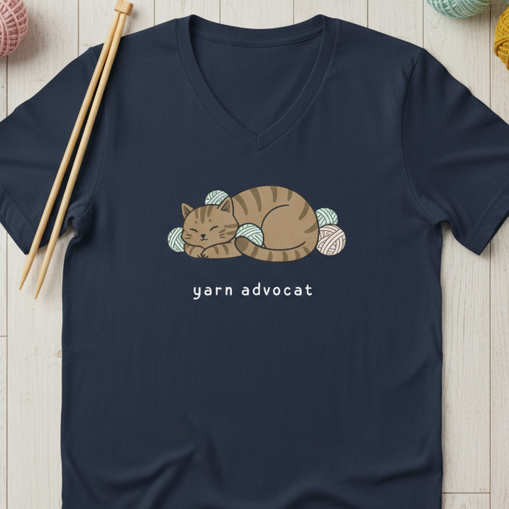 Yarn Advocat V-Neck T-Shirt Navy / S