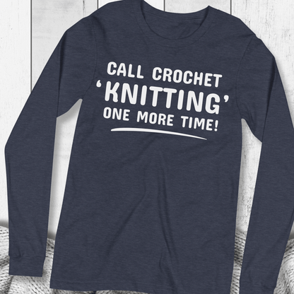 Call Crochet Knitting Long Sleeve Tee Navy / XS