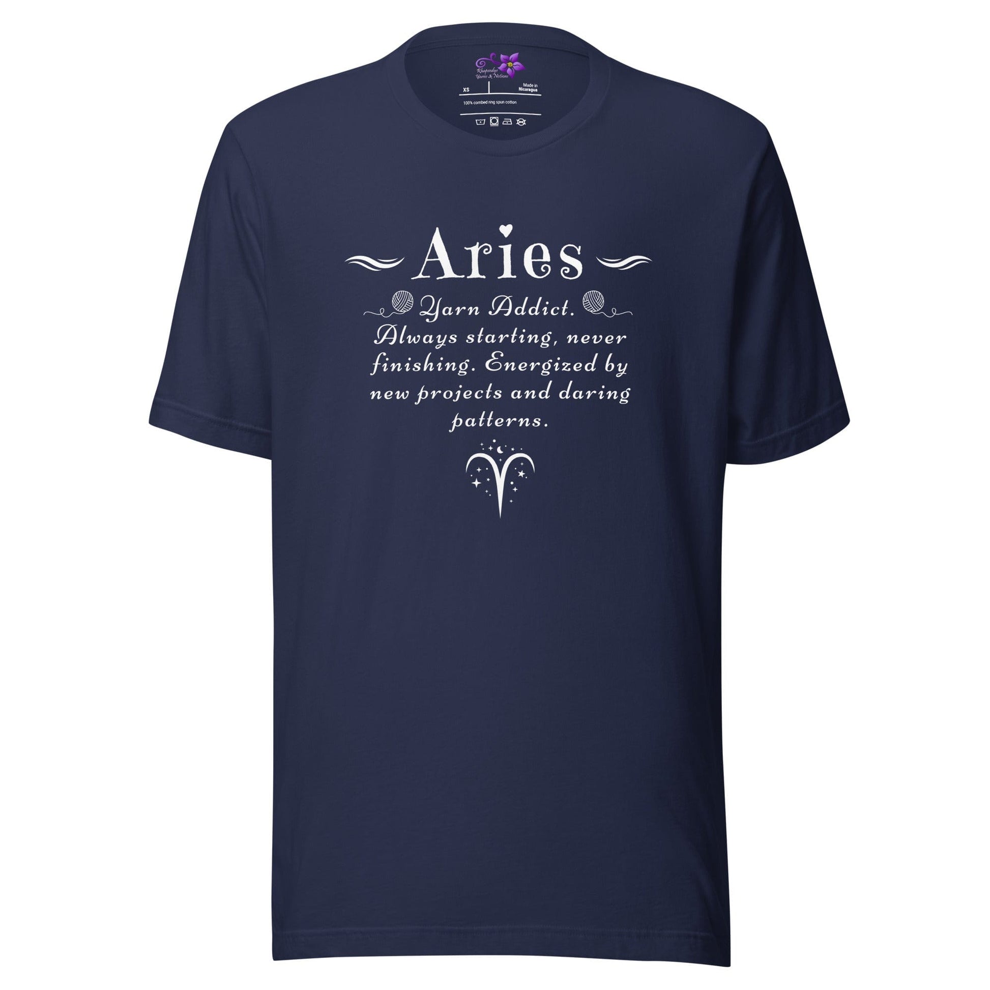 Crafters Zodiac - Aries Crew Neck T-Shirt Navy / XS