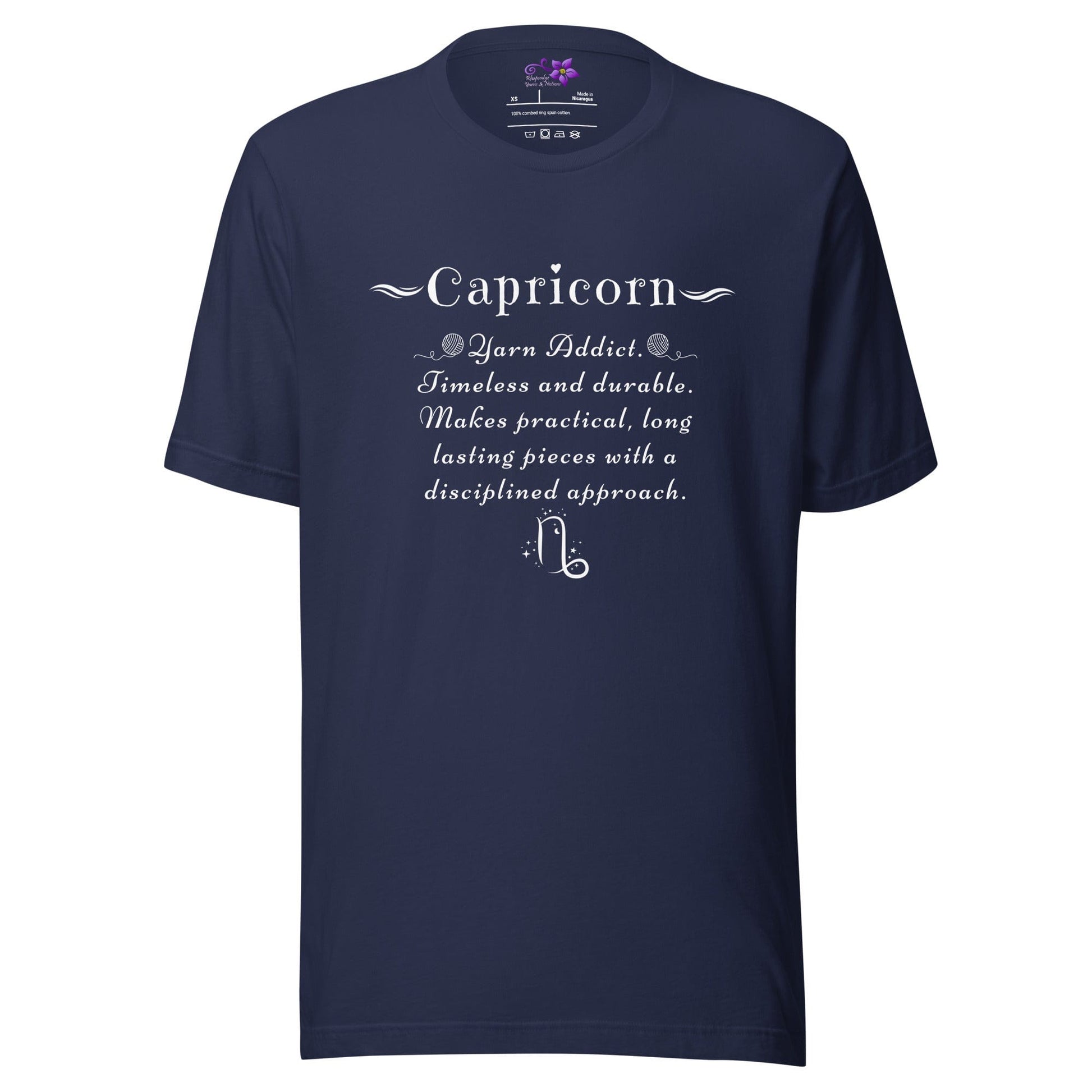 Crafters Zodiac - Capricorn Crew Neck T-Shirt Navy / XS