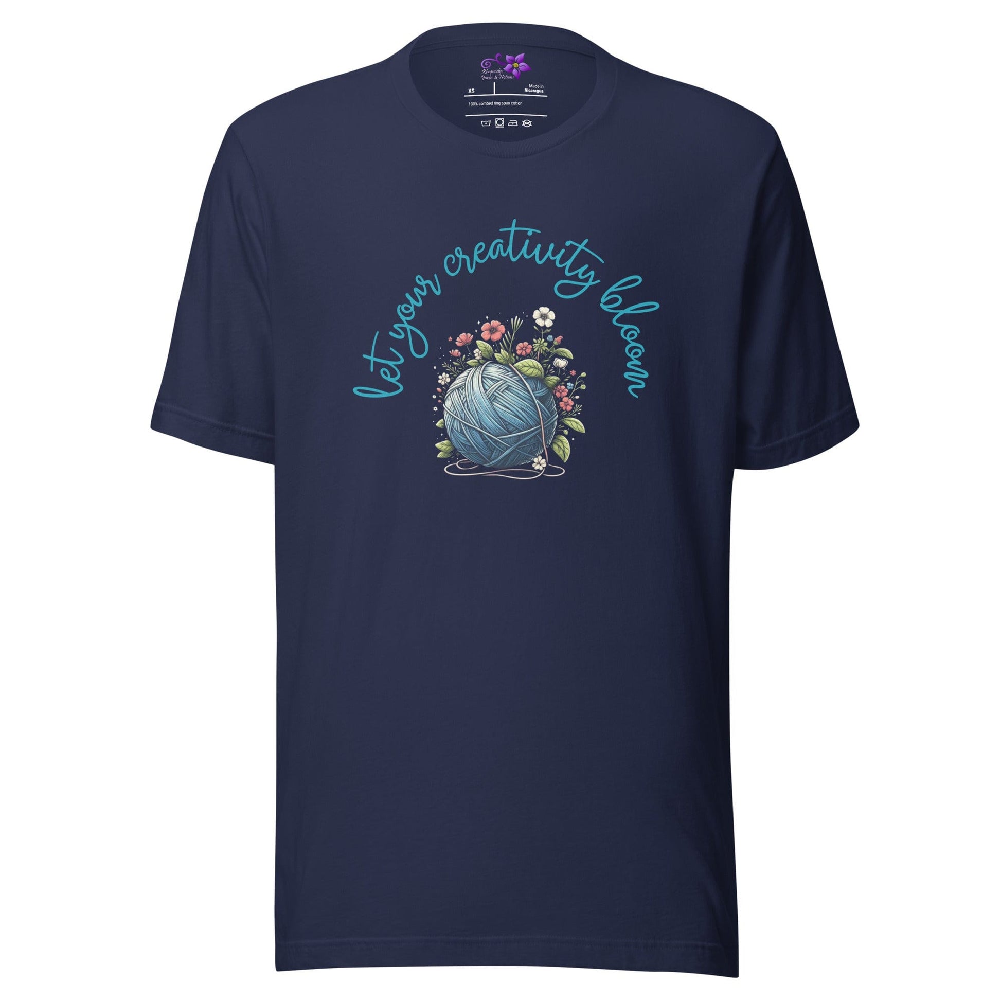 Creativity Bloom - Yarn Ball Crew Neck T-Shirt Navy / XS