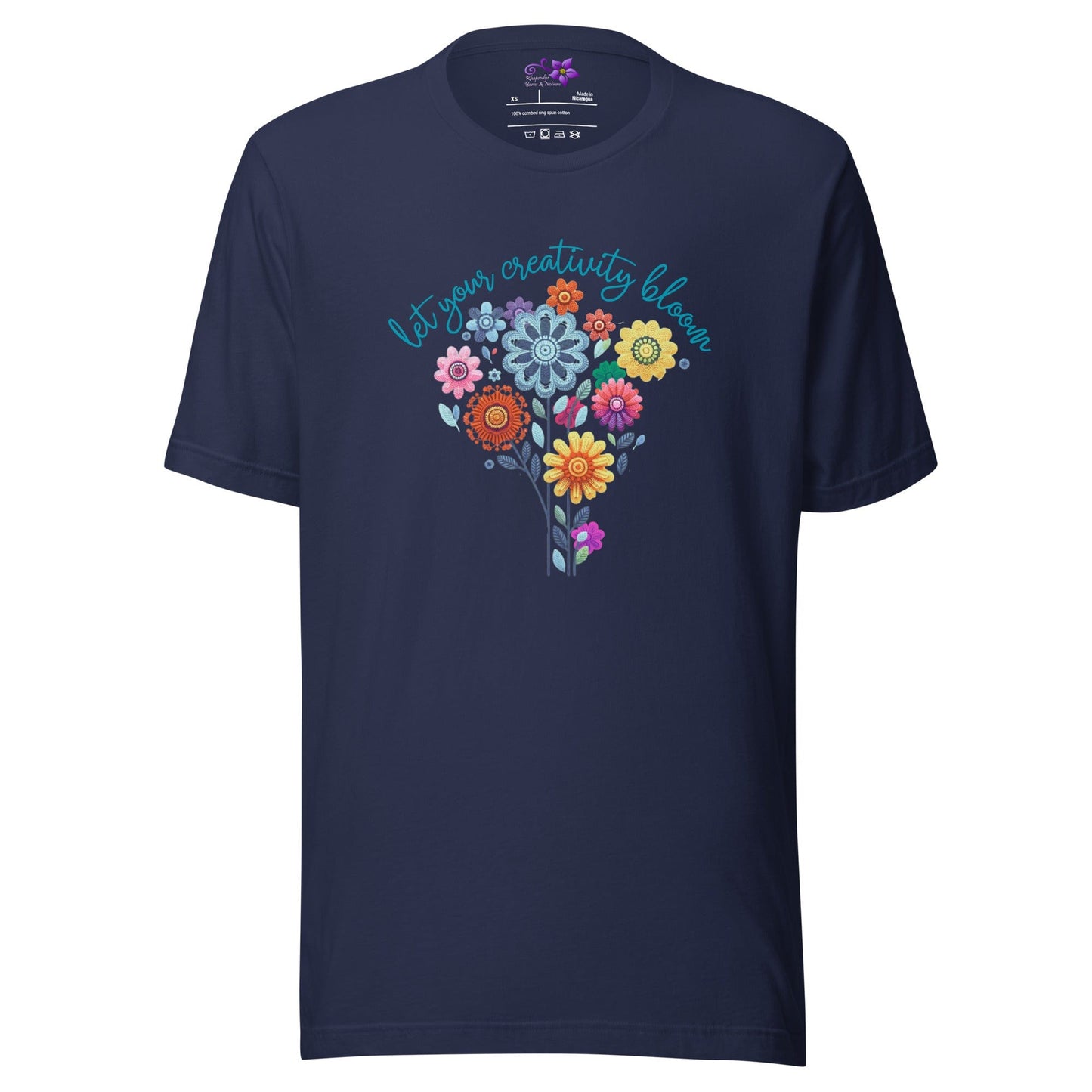 Creativity - bunch of flowers Crew Neck T-Shirt Navy / XS