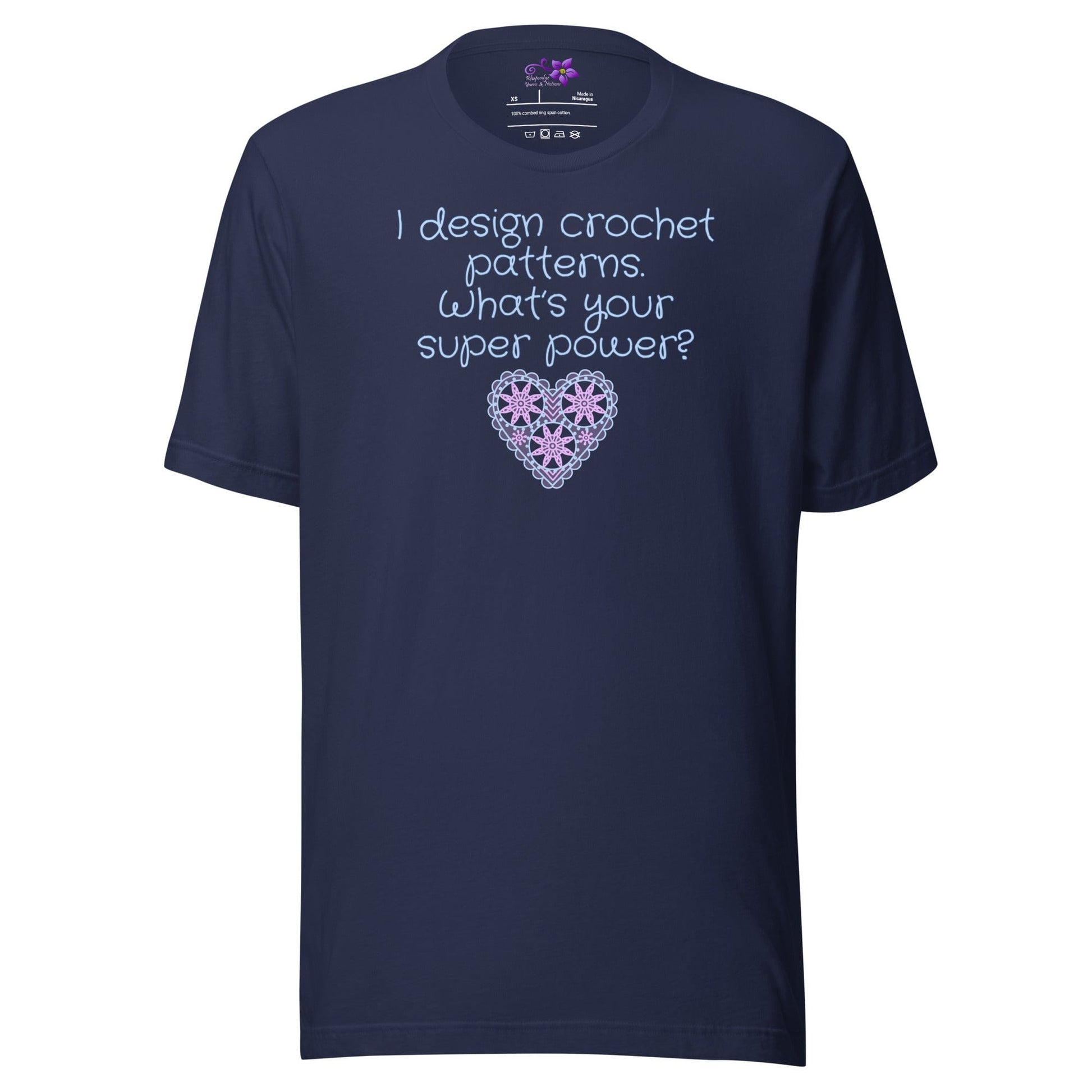 Crochet Designer Crew Neck T-Shirt Navy / XS