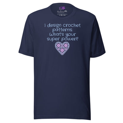 Crochet Designer Crew Neck T-Shirt Navy / XS